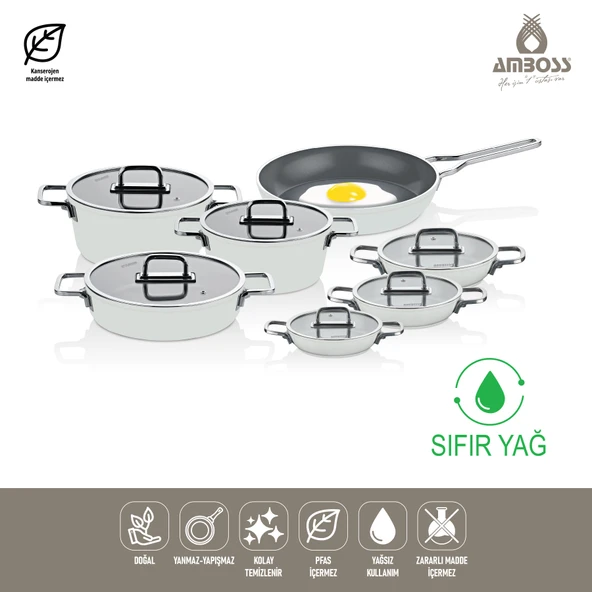 Sera Nova 13 Parça Seramik Tencere Tava Sahan Seti Beyaz - 2