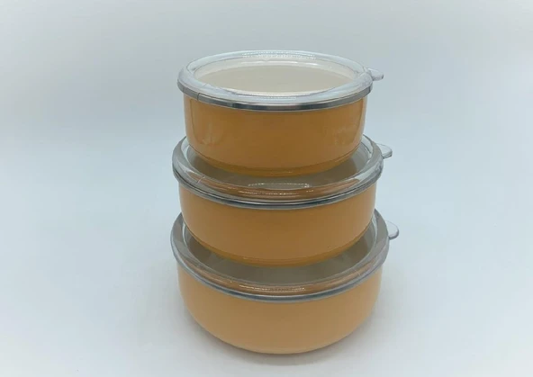 Alev Emaye 3'lü Saklama Kabı Sarı