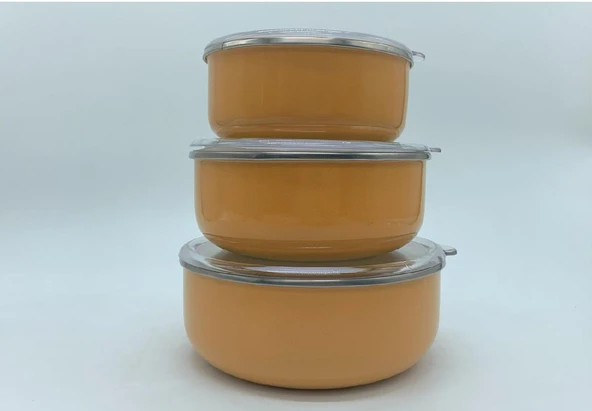 Alev Emaye 3'lü Saklama Kabı Sarı - 3