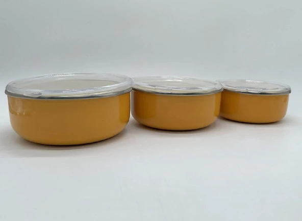Alev Emaye 3'lü Saklama Kabı Sarı - 2