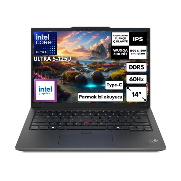 Lenovo ThinkPad E14 Gen 6 Ultra 5-125U 40 GB RAM 2 TB SSD 14" Intel® Graphics WUXGA  (Free Dos) Taşınabilir Bilgisayar 21M7002PTX KT35