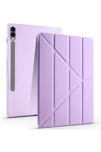 Samsung Galaxy Tab S10+ Plus 12.4" Kalem Bölmeli Uyku Modlu Arkası Silikon Kapak Kılıf  Clove Purple