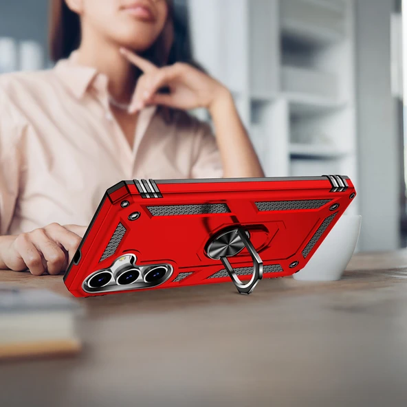 Galaxy S25 Kılıf Vega Yüzüklü Standlı Zırh Kılıf - Resim 6