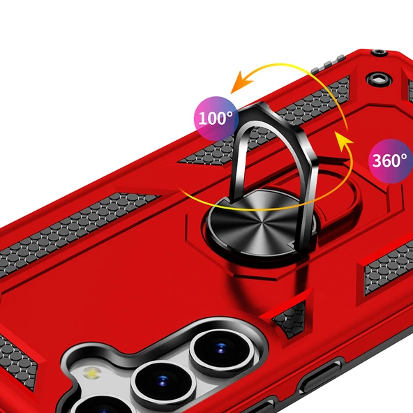 Galaxy S25 Kılıf Vega Yüzüklü Standlı Zırh Kılıf - Resim 9