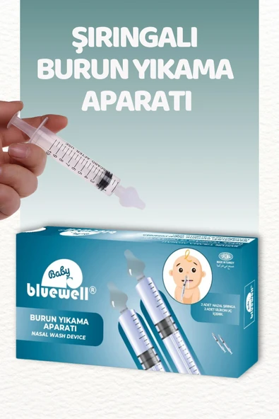 BLUEWELL ORTHOPEDICS PRODUCTS 2'li Şırıngalı Bebek Burun Yıkama Enjektörü Nazal Aspiratör Temizleme Aparatı