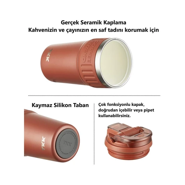 Tkk Çelik Termos Mug 630ML Kırmızı - 4