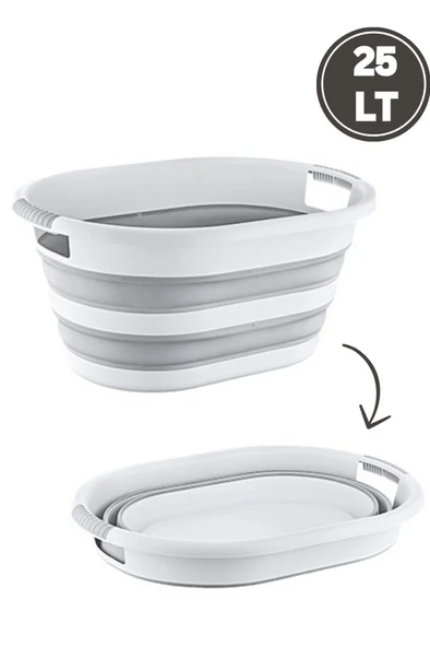 Flora 25 litre Katlanır Sepet, Akordiyon Katlanır Çamaşır Selesi Oyuncak Kutusu Organizer 25lt - Resim 2