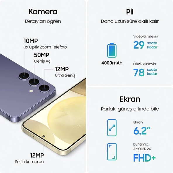 Samsung Galaxy S24 8 GB 256 GB Mor (Samsung Türkiye Garantili) - 8