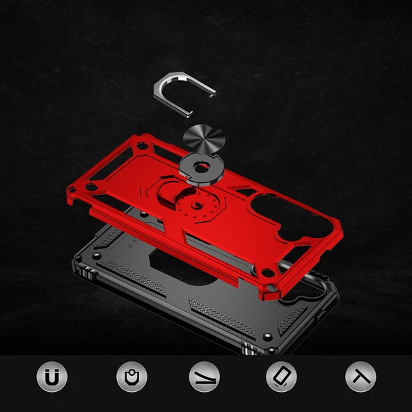 Galaxy S25 Kılıf Vega Yüzüklü Standlı Zırh Kılıf - Resim 10