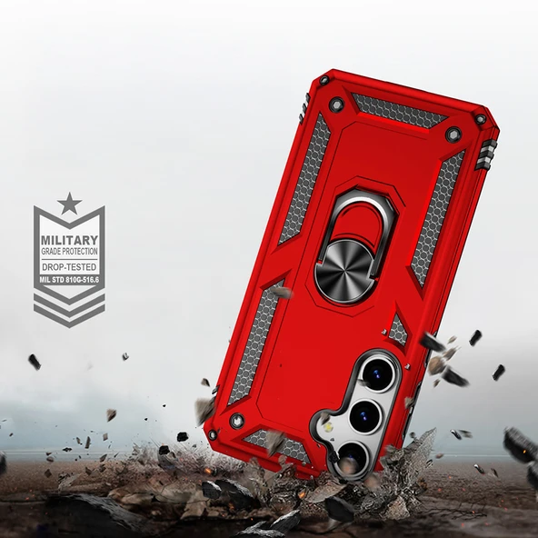 Galaxy S25 Kılıf Vega Yüzüklü Standlı Zırh Kılıf - Resim 8