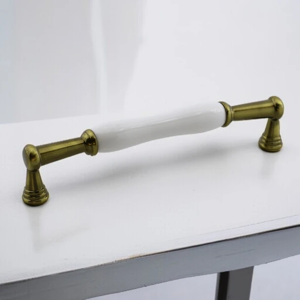 Anav Porselen Antik Sarı Kulp 160 mm Mobilya Çekmece Mutfak Dolabı Dolap Kapak Kulplar Kulb Kulpu - 5