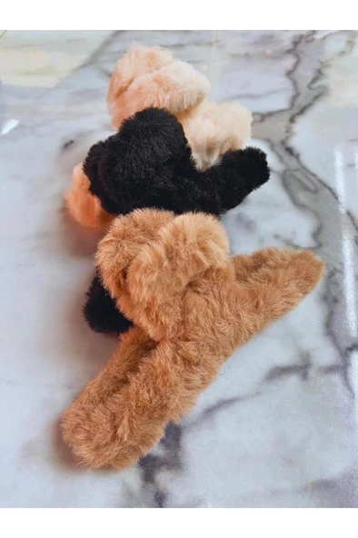 Peluş Yumuşak Tüylü Mandal Toka 3'lü 11 cm - 3