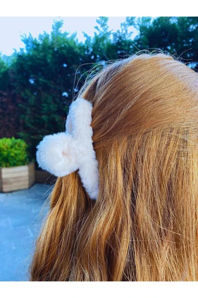 Peluş Yumuşak Tüylü Mandal Toka 3'lü 11 cm - 4