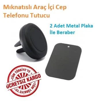 Mıknatıslı Araç İçi Cep Telefonu Tutucu 2 Adet Metal Plakalı - 4