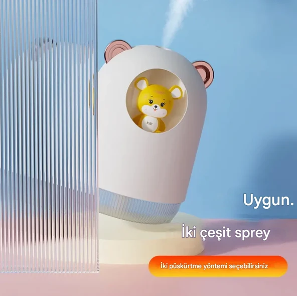 QASUL Sevimli Ayıcık Tasarımlı USB Şarjlı Oda Kokusu ve Gece Lambası Bir Arada - 4
