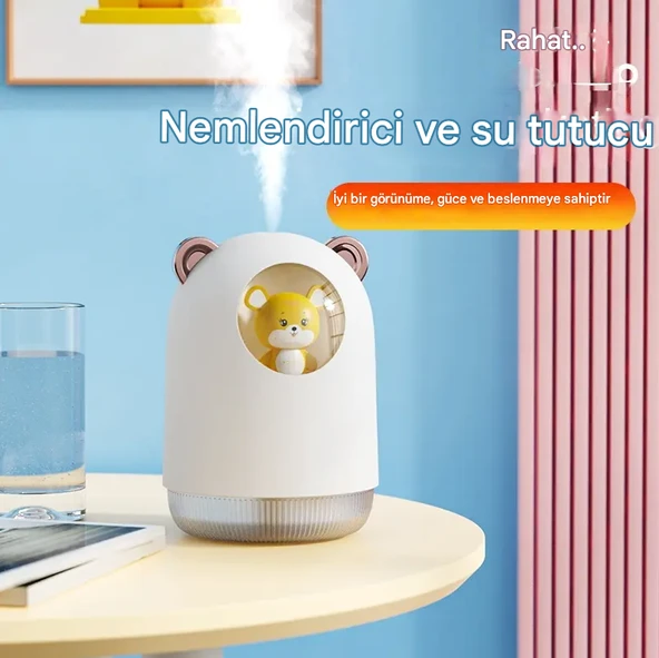 QASUL Sevimli Ayıcık Tasarımlı USB Şarjlı Oda Kokusu ve Gece Lambası Bir Arada - 2