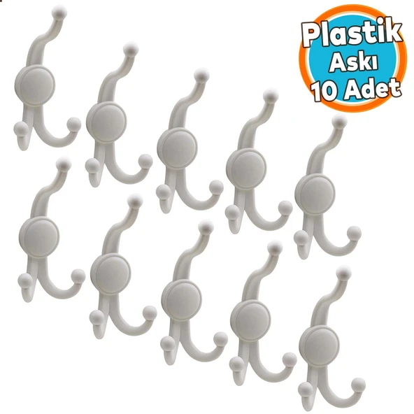 Askılık Portmanto Vestiyer Banyo Dolap Elbise Askısı Sert Plastik 10 Adet
