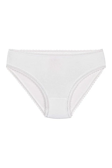 6 Adet Yıldız Bayan Modal Dantelli Bikini Külot Beyaz 3900 - Resim 2