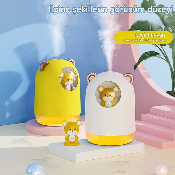 QASUL Sevimli Ayıcık Tasarımlı USB Şarjlı Oda Kokusu ve Gece Lambası Bir Arada - 6
