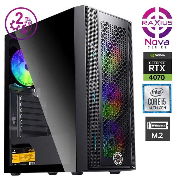 RaXius Nova G1 i5 4070-14FF010 i5-14400F 16GB 1TBSSD RTX4070 W11P Gaming Masaüstü Bilgisayar - 2