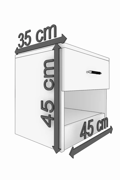 ABETE MOBİLYA 2 Kapılı Geniş Gardırop Komodin 3 Çekmeceli Şifonyer Takım / Atlantik Çam - 7