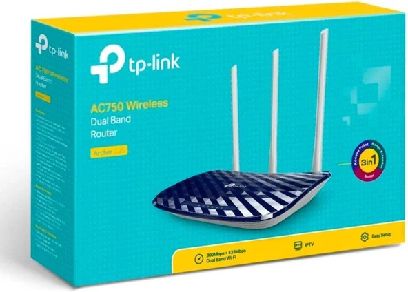 TP-Link Archer C20 4 Port 750 Mbps Router - outlet - 6