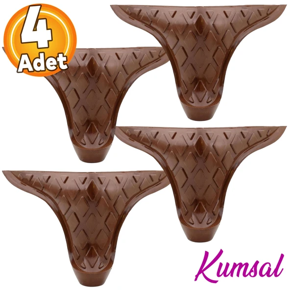 (4 ADET) Kumsal Mobilya Kanepe Koltuk Ayağı 12 Cm Kahverengi Ahşap Desenli Ayakları