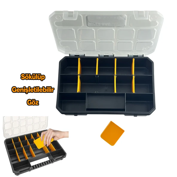 Slim Organizer 12 Gözlü Alet Çanta Bölmeli Taşınabilir Kapaklı Küçük Tek Taraflı Düzenleyici 1 Adet - 4