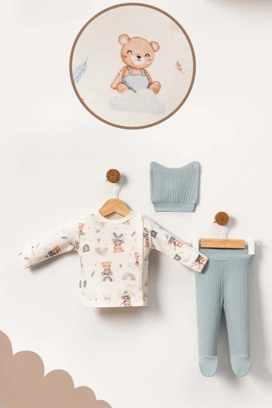 MYZİ STORE Yenidoğan 0-3 ay 3 lü bebek takımı kıyafeti