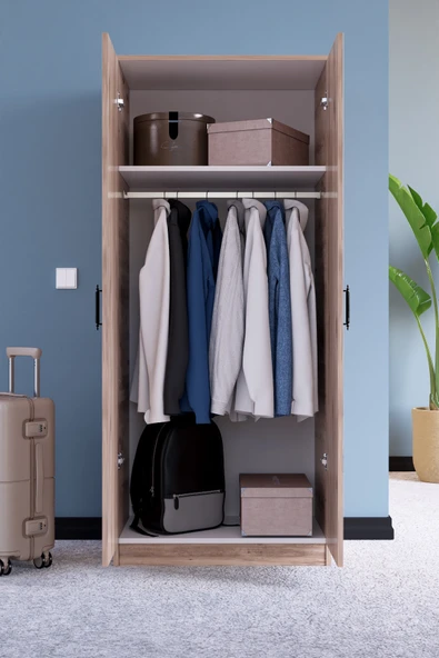 ABETE MOBİLYA 2 Kapılı Geniş Gardırop (ELBİSE DOLABI-YÜKLÜK-KİLER) / Atlantik Çam - 3