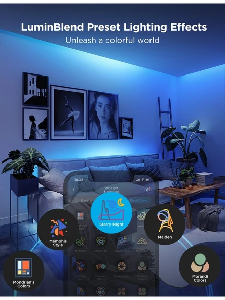 Govee Rgbwwıc Matter Destekli Kesilebilir LED Şerit 2 Pro 5 Metre, Uygulama Üzerinden Kontrol - 4