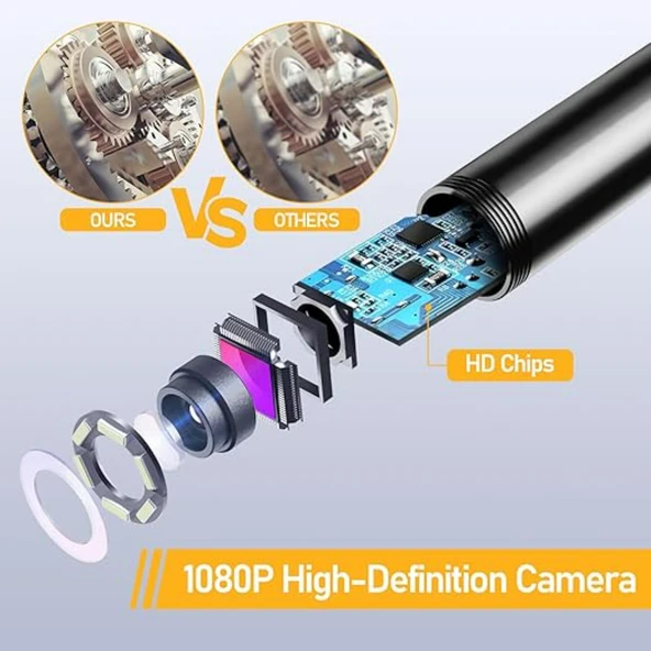 Ozmik CMR71  Işıklı 10M endoskopi kamerası 1080p HD su geçirmez IP67 8 LED  Android ve iOS - Resim 5