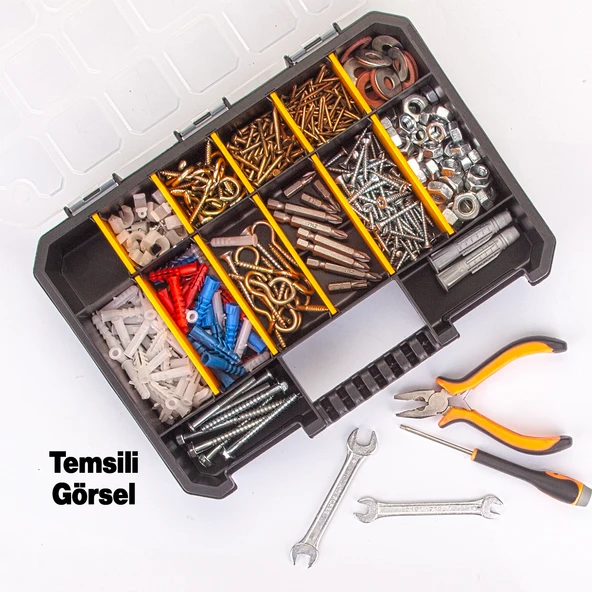 Slim Organizer 12 Gözlü Alet Çanta Bölmeli Taşınabilir Kapaklı Küçük Tek Taraflı Düzenleyici 1 Adet - 5