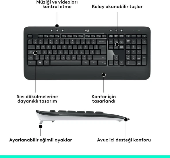 Logitech MK540 920-008687 Kablosuz Klavye Mouse Seti - Teşhir - Resim 3