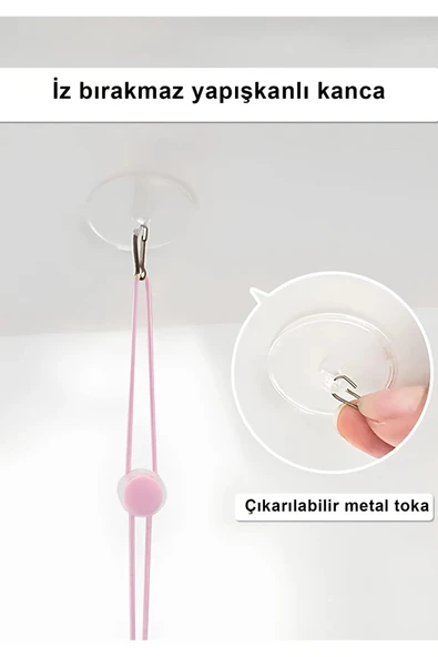 Pribor Tırtıl Kedi Oyuncağı, Kendinden Yapışkanlı, Zilli, Elastik İpli, Asılı Kedi Oyuncağı - 3