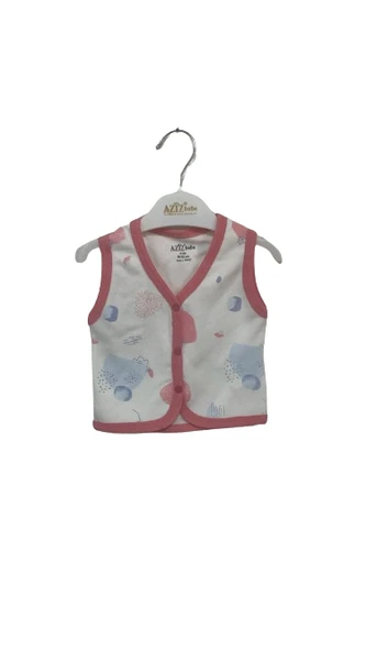 Aziz Bebe Çiçek Baskılı Mercan Desenli Kız Çocuk Yelek 24325 - 4