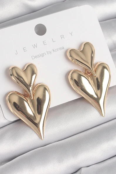 Pirinç Gold Renk Sallantı Kalp Model Kadın Küpe - EBJ250301W31506 ürün görseli