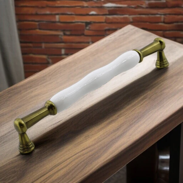 Anav Porselen Antik Sarı Kulp 192 mm Mobilya Çekmece Mutfak Dolabı Dolap Kapak Kulplar Kulb Kulpu - Resim 2