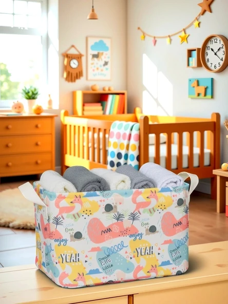 Snail Desenli Çok Amaçlı Dolap Içi Düzenleyici Dekoratif Dikdörtgen Düzenleyici Sepet 30 x 22 x 18 - 3
