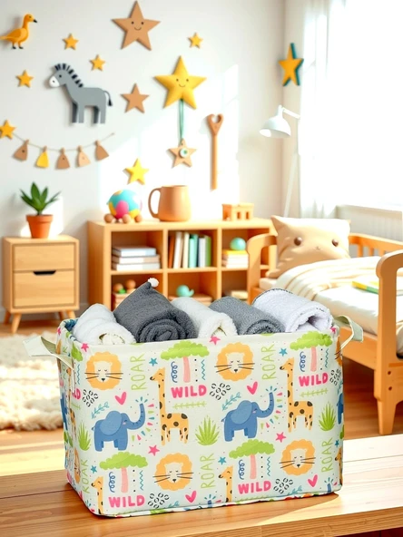 Elephant Desenli Çok Amaçlı Dolap Içi Düzenleyici Dekoratif Dikdörtgen Düzenleyici Sepet 30 x 22 x 18 - 2