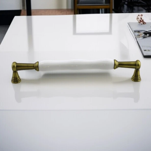 Anav Porselen Antik Sarı Kulp 192 mm Mobilya Çekmece Mutfak Dolabı Dolap Kapak Kulplar Kulb Kulpu - Resim 6