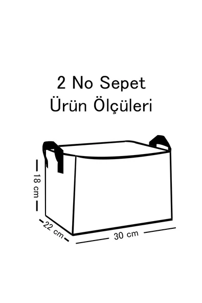 Elephant Desenli Çok Amaçlı Dolap Içi Düzenleyici Dekoratif Dikdörtgen Düzenleyici Sepet 30 x 22 x 18 - 3