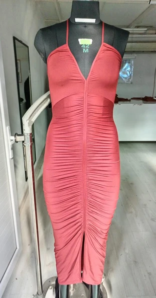 Kadın Elbise Poliamid Büzgülü - 4