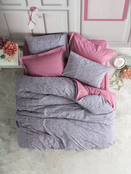 Cotton Box Petite Tek Kişilik Lastikli Çarşaflı Nevresim Takımı Penny Gül Kurusu