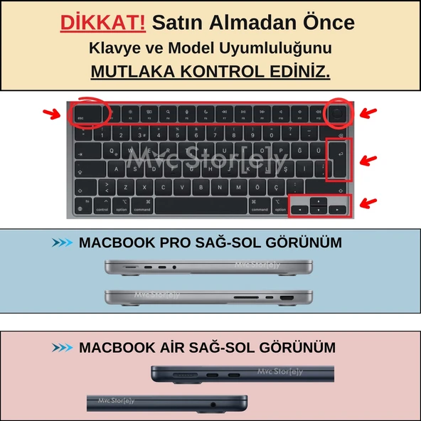 MacBook Türkçe F Klavye Koruyucu Yeni Düzen Air 13.6–15.3 Pro 14.2–16.2 Silikon - Resim 3
