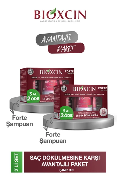 Bioxcin Forte Şampuan 3'lü Set 2 Adet ( 6 X 300 ml ) Yoğun Dökülme Karşıtı Şampuan