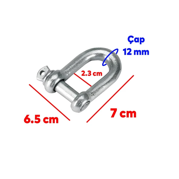 Zincir Kilidi U Tipi Kilitli Karabina 12 mm Kilit Salıncak Askısı Ek Bağlantı Parça Aparat 2 ADET - 2