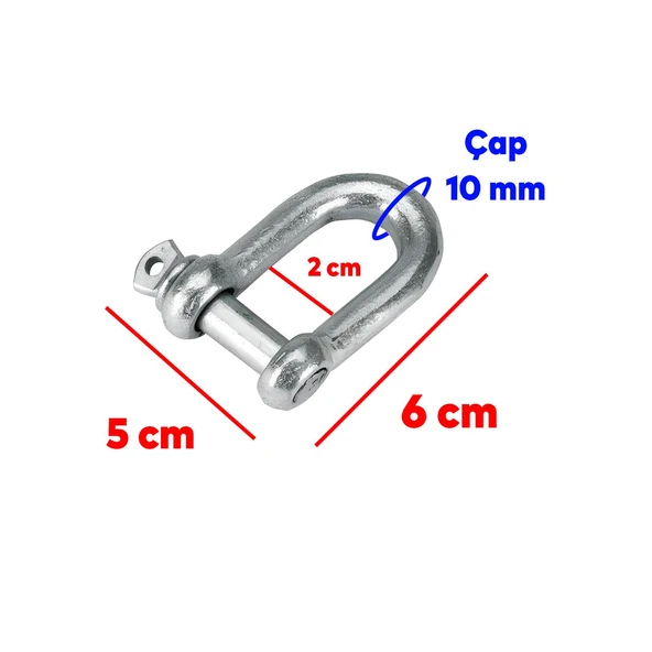 Zincir Kilidi U Tipi Kilitli Karabina 10 mm Kilit Salıncak Askısı Ek Bağlantı Parça Aparat 2 ADET - 2