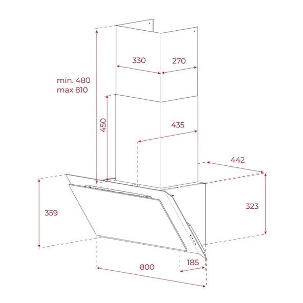 TEKA DVI 88-G1 İNFİNİTY MAT SİYAH CAM 80 CM. DUVAR TİPİ DAVLUMBAZ - Resim 4