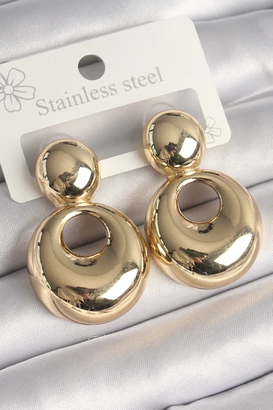 Pirinç Gold Renk Bomba Halka Model Kadın Küpe - EBJ250301W31527 ürün görseli